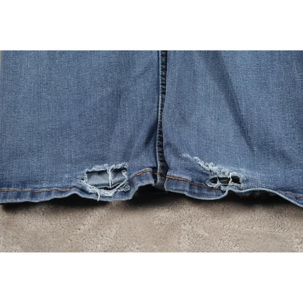 Eddie Bauer Jeans Mens 34x32 Blue Medium Wash Straight‎ Leg Denim Distressed